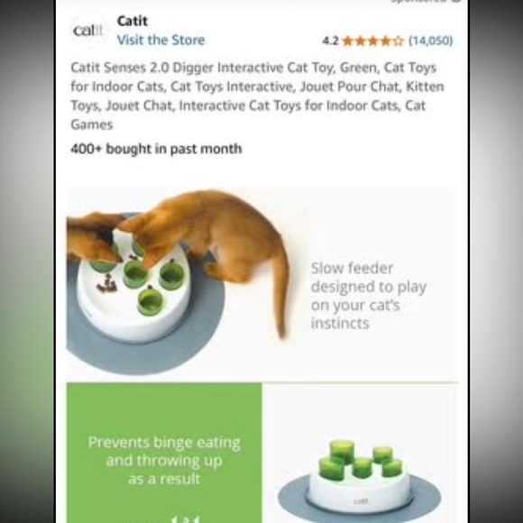 💙3/$30•🐈Catit Senses 2.0 Digger Interactive Cat Toy, Green, Cat Toys - Picture 4 of 6
